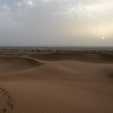 Wüstenfahrt: Sonnenaufgang über unserem Camp